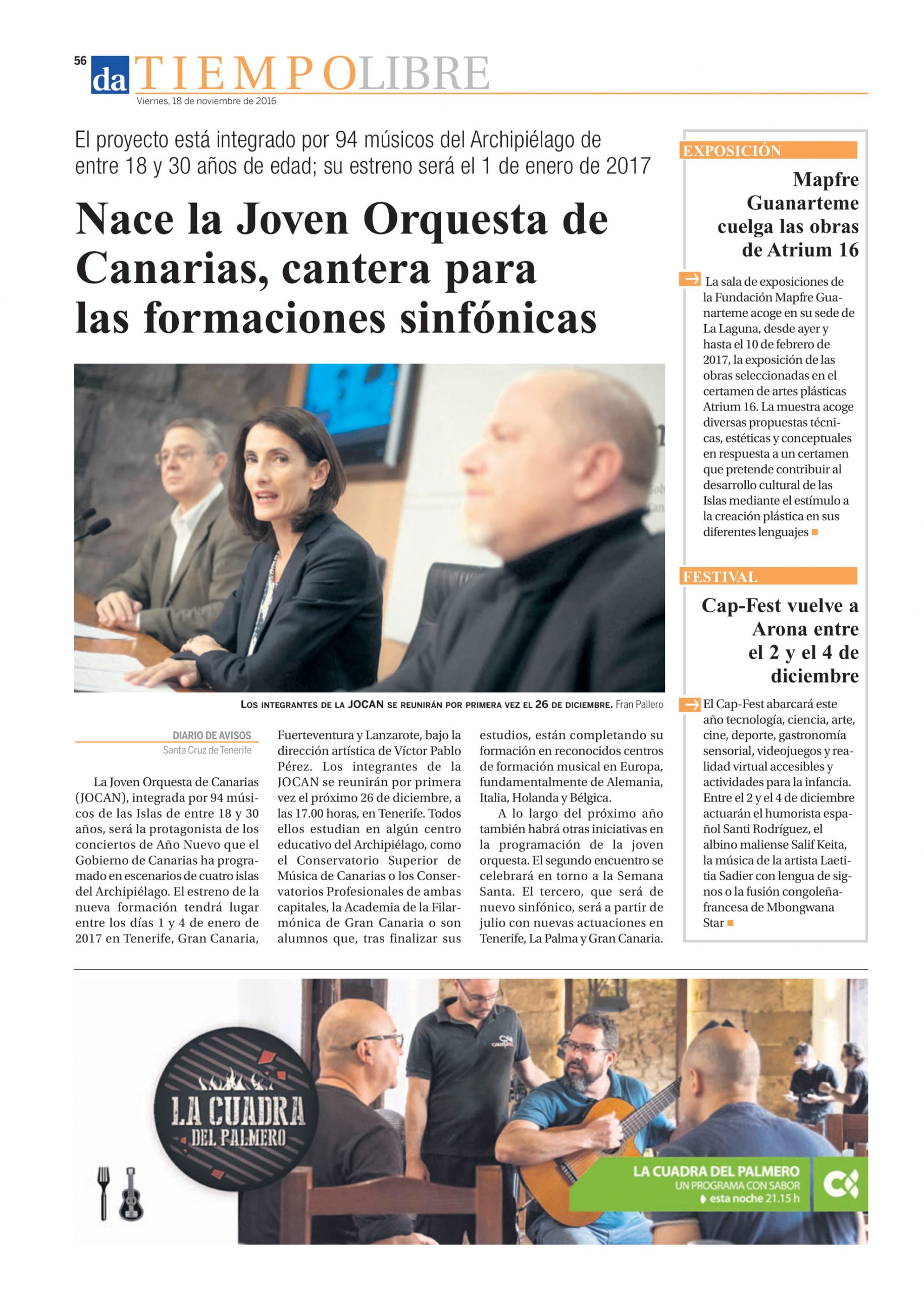 ANUNCIO EN PRENSA DE LA CUADRA DEL PALMERO 18-11-2016