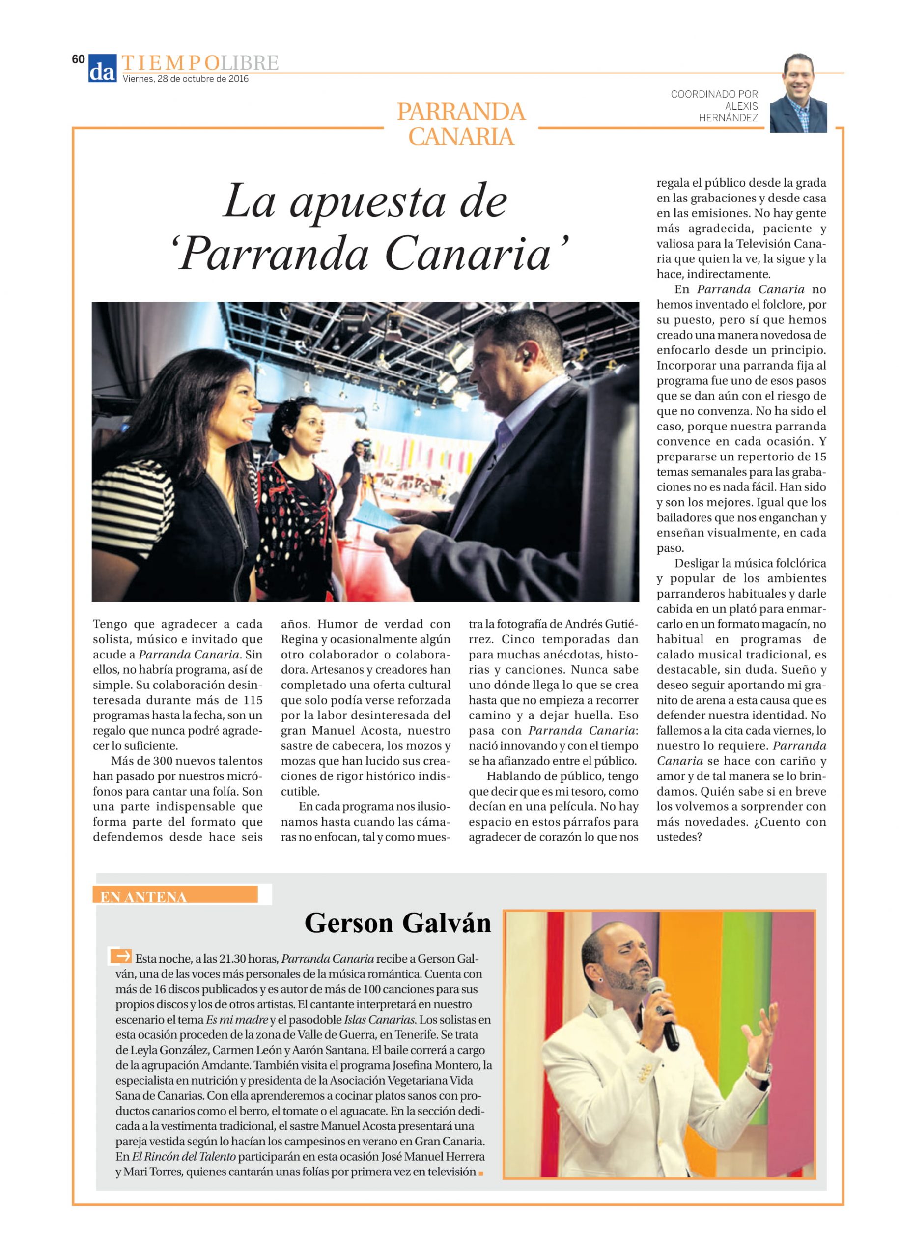 LA APUESTA DEL PROGRAMA PARRANDA CANARIA 28-10-2016